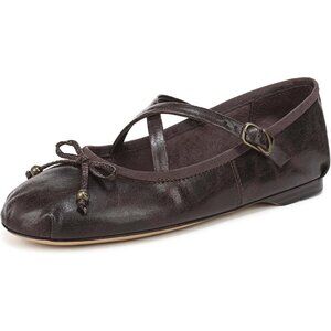 Circus NY by Sam Edelman Women's Chocolate Polyurethane Cross Strap Ballet Flat
